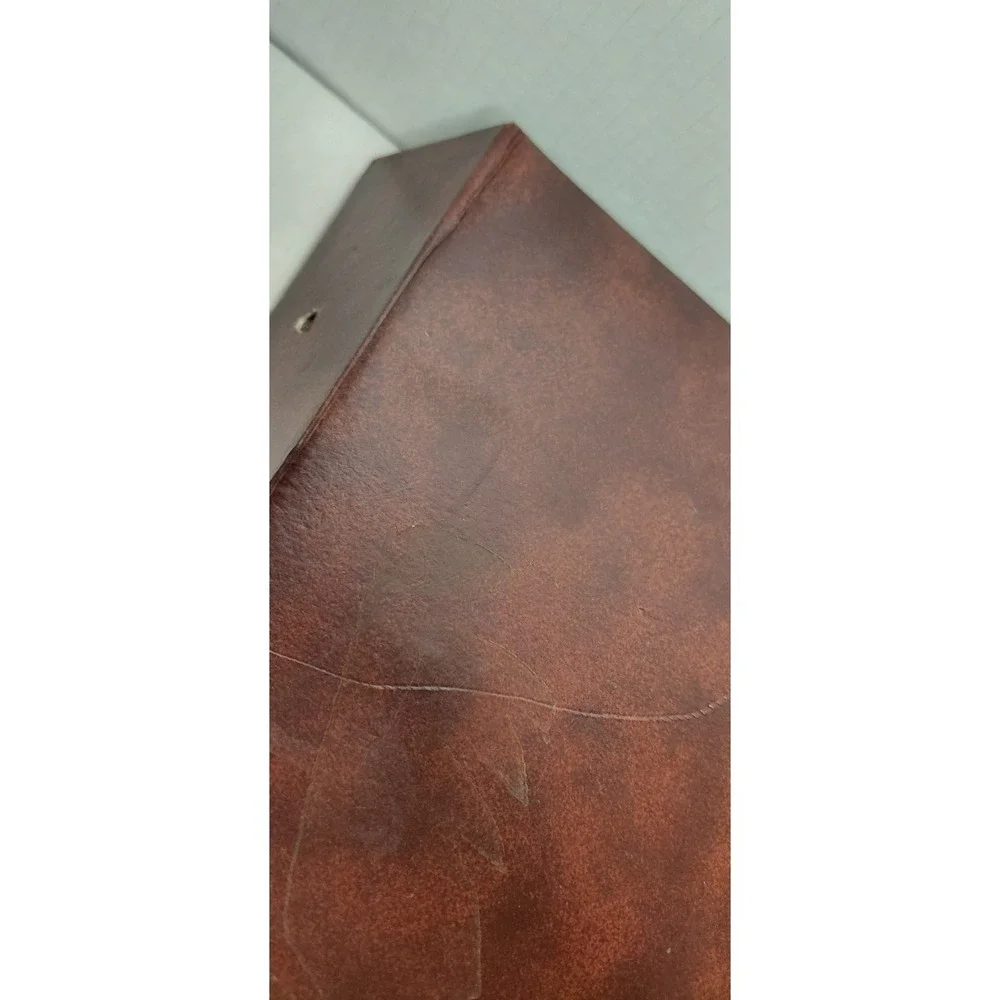 VTG Faux Leather Gold Maroon Fold Out Photo Card Collection Album Clear Sleeves
